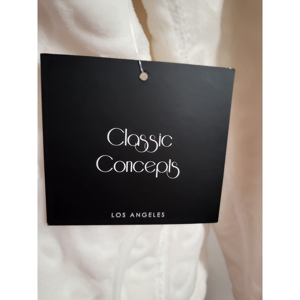 Classic Concepts Cream Embossed Fleece Zip Up Jacket reversible size L - Picture 9 of 11